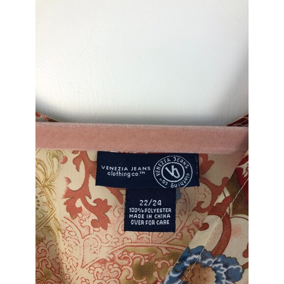 Lane Bryant Venezia 22/24 Chiffon Blouse Sheer Front Tie Boho Floral Romantic - Picture 2 of 8